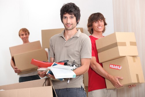 Packed household boxes ready for transport during a local move